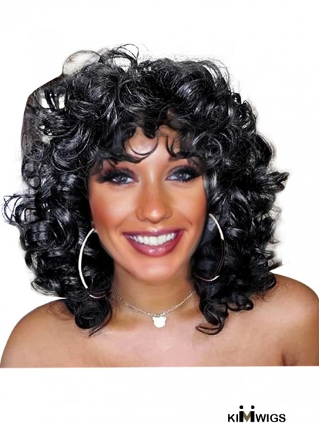 Natural Soft Black Short Curly Wig with Bangs for Women - Versatile Style for All Events