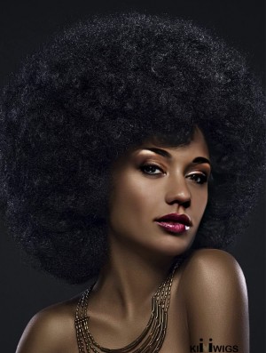 Natural-Looking Short Afro Curly Wig with Bangs: Stylish Afro Puff Synthetic Hair Wig for Everyday Use