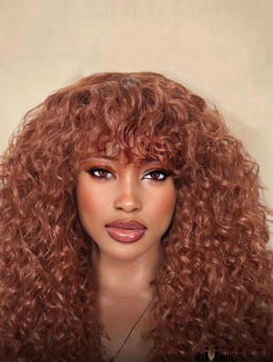 Ginger Brown Curly Wig with Bangs - Natural Look for Black Women