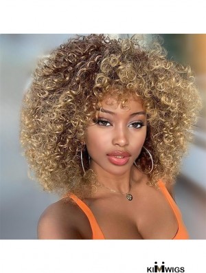 Compact Afro Blonde Curly Wig: Full, Kinky Curl Style with Brown & Blonde Accents for a Striking, Authentic Appearance