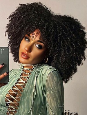 Natural & Stylish 12-Inch Curly Afro Wig with Bangs – Premium Synthetic Hair Wig for Women