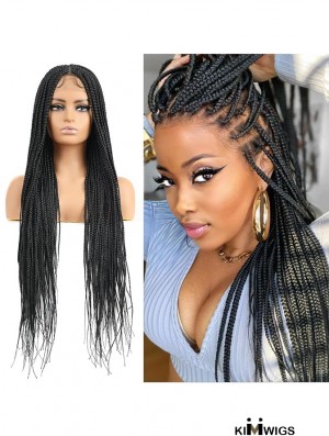 Lace Front Square Knotless Box Braids Wig 100% Human Hair, Stylish & Seamless Braided Hairstyle for Black Women