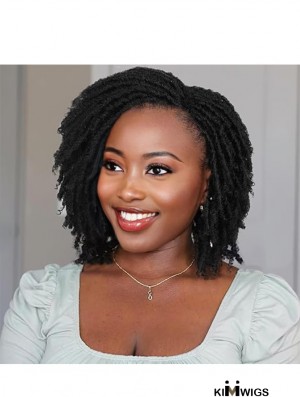 Short Faux Locs Twist HumanWig for Black Women Afro-Inspired, Braided Curly Human Hair, Perfect for African American Style