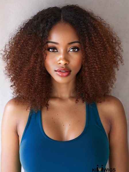 Afro Bomb Ombre Brown Synthetic Wig – 16 Inch No-Glue Kinky Curly Hairpiece Perfect for African American Women