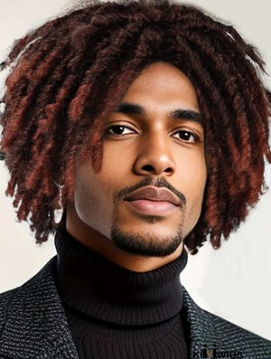 Men’s Layered Short Curly Dreadlock Braided Afro Wig - Premium Replacement Hairpiece