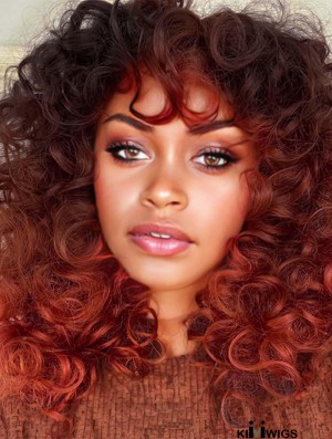20-Inch Long Curly Afro with Bangs, Synthetic Hair, Perfect for Cosplay and Daily Use