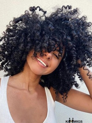 Bangs-Friendly Short Kinky Curly Afro Synthetic Wig for Daily Wear and Events