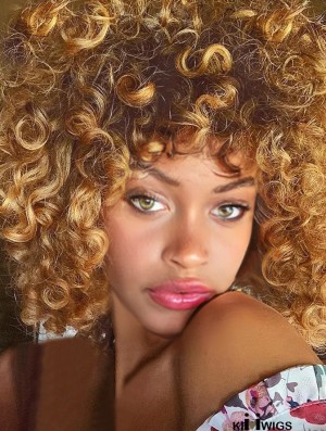 Bangs-Friendly Short Kinky Curly Afro Synthetic Wig for Daily Wear and Events