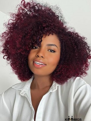 Side Part Short Kinky Curly Twist-Out Afro Wig for African American Women - Synthetic Full Head Coverage Wigs