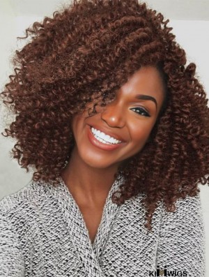 Side Part Short Kinky Curly Twist-Out Afro Wig for African American Women - Synthetic Full Head Coverage Wigs
