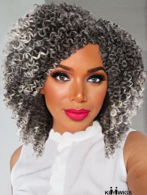 Side Part Short Kinky Curly Twist-Out Afro Wig for African American Women - Synthetic Full Head Coverage Wigs