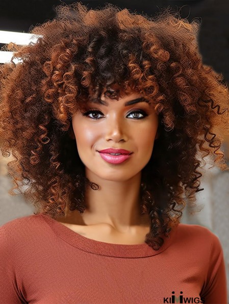 Side Part Short Kinky Curly Twist-Out Afro Wig for African American Women - Synthetic Full Head Coverage Wigs
