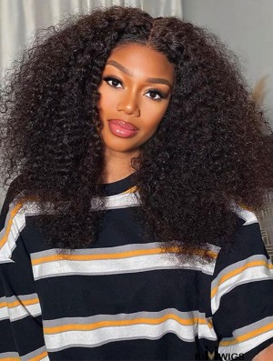 20-Inch Pre-Plucked Kinky Curly Afro Wig - 100% Human Hair, Glue-Free, Natural Look for Black Women