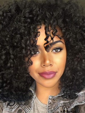Short Curly Afro Wig – Bangs-Friendly Synthetic Style for Black Women (Heat-Resistant)