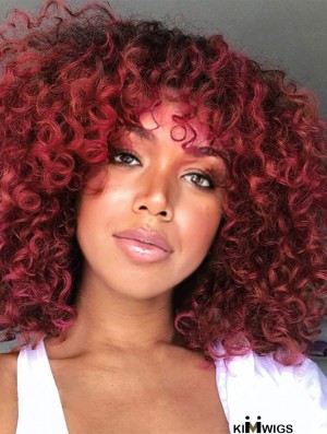 Short Curly Afro Wig – Bangs-Friendly Synthetic Style for Black Women (Heat-Resistant)