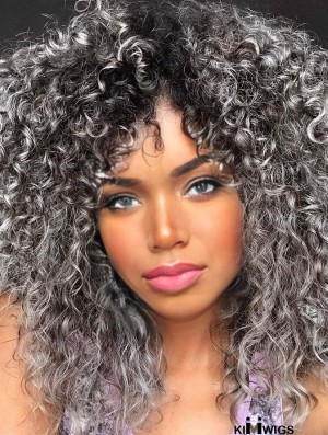 Short Curly Afro Wig – Bangs-Friendly Synthetic Style for Black Women (Heat-Resistant)