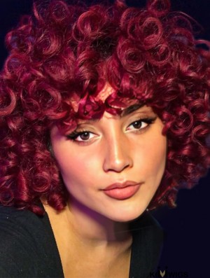 Short Afro Curly Wig with Bangs – Synthetic Full Curl Hair Replacement for Black Women