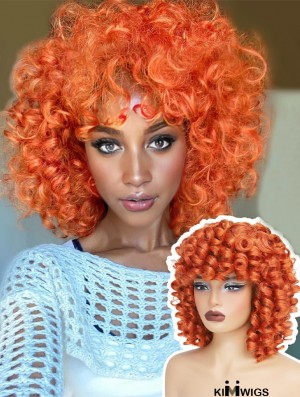 Short Afro Curly Wig with Bangs – Synthetic Full Curl Hair Replacement for Black Women