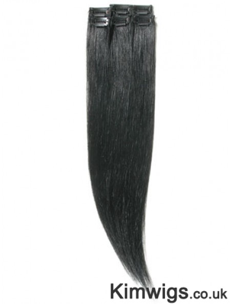 Amazing Black Straight Remy Human Hair Clip In Hair Extensions