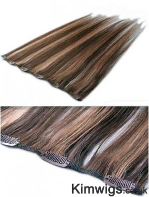 High Quality Brown Straight Remy Human Hair Clip In Hair Extensions