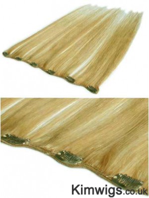 Flexibility Blonde Straight Remy Human Hair Clip In Hair Extensions