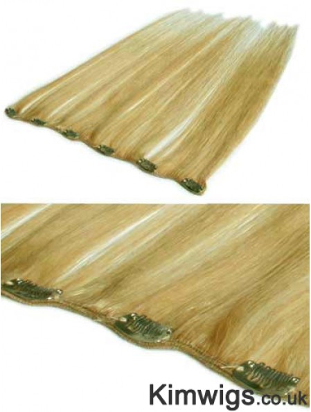 Flexibility Blonde Straight Remy Human Hair Clip In Hair Extensions