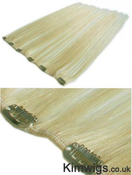 Designed Blonde Straight Remy Human Hair Clip In Hair Extensions