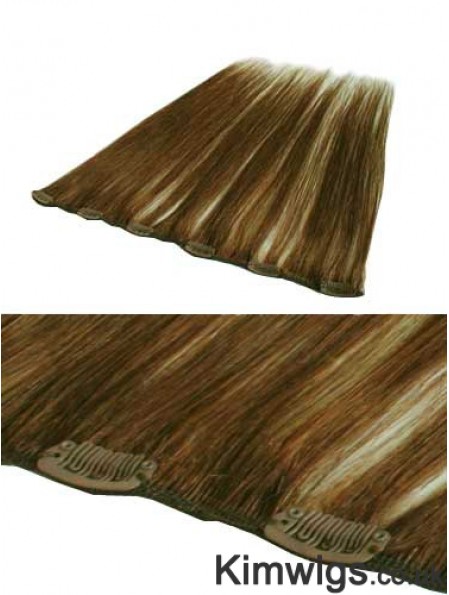 Beautiful Brown Straight Remy Human Hair Clip In Hair Extensions