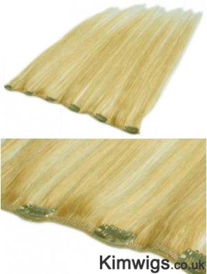 Affordable Blonde Straight Remy Human Hair Clip In Hair Extensions