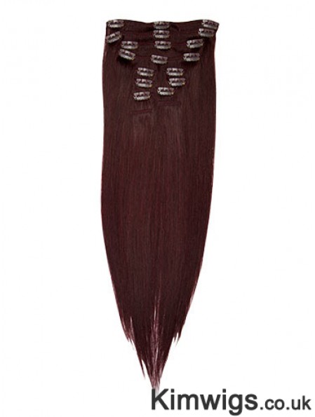 Fashionable Red Straight Remy Human Hair Clip In Hair Extensions