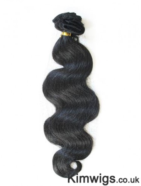 Tape In Hair Extensions With Remy Black Color Wavy Style