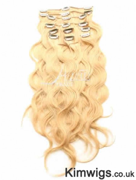 Ideal Blonde Curly Remy Human Hair Clip In Hair Extensions