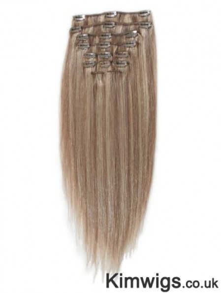 Great Blonde Straight Remy Human Hair Clip In Hair Extensions