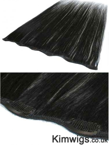 Popular Black Straight Remy Human Hair Clip In Hair Extensions