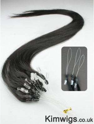 Convenient Black Straight Micro Loop Ring Hair Extensions