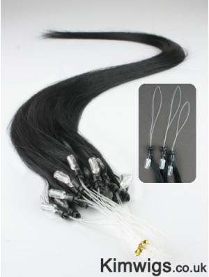 Fashionable Black Straight Micro Loop Ring Hair Extensions