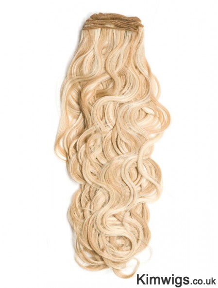 Curly Remy Human Hair Blonde Stylish Weft Extensions