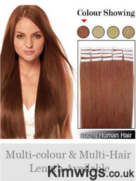 Auburn Straight Ideal Remy Human Hair Tape In Hair Extensions