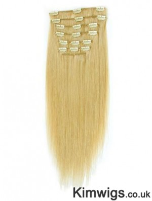 Suitable Blonde Straight Remy Human Hair Clip In Hair Extensions