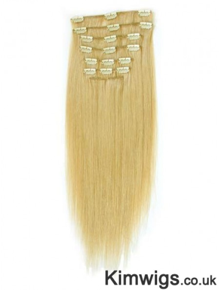 Suitable Blonde Straight Remy Human Hair Clip In Hair Extensions