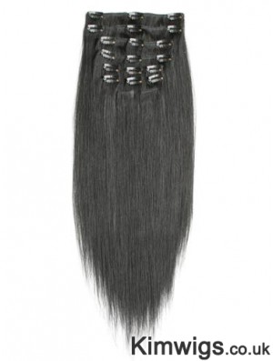 Incredible Black Straight Remy Human Hair Clip In Hair Extensions