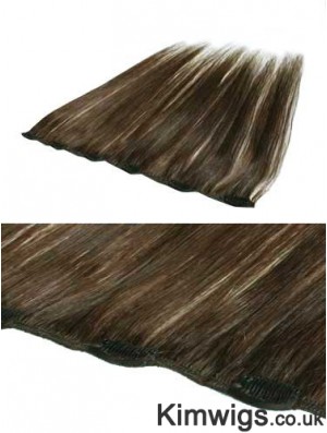 Convenient Brown Straight Remy Human Hair Clip In Hair Extensions