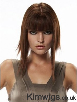 Human Hair Hairpieces Straight Style Long Length Auburn Color