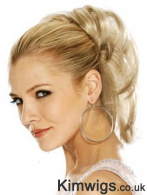 Hairpieces Clip In Blonde Color Straight Style With Synthetic