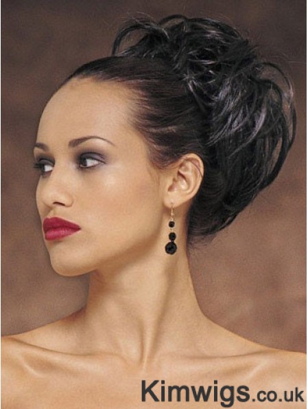 Exquisite Black Wavy Synthetic Clip In Hairpieces