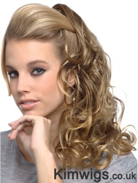 Amazing Blonde Curly Synthetic Clip In Hairpieces