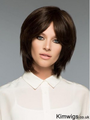 Brown Bob Wig Human Hair Straight Wig UK For Women Realistic