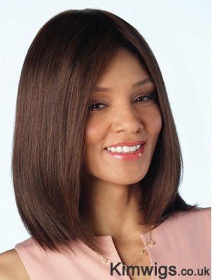 Brown Shoulder Length 14 inch Without Bangs Cheap Human Hair Wigs