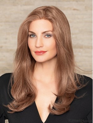 Long Auburn Wig Human Hair Monofilament Wig Without Bangs UK