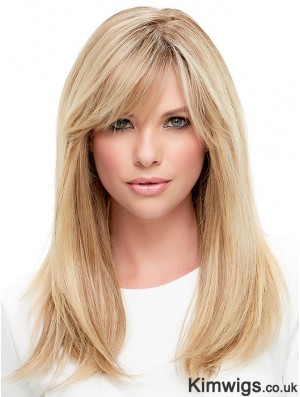 Ladies Wigs Cheap 100% Hand Tied With Bangs Straight Style